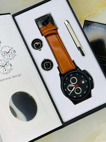 Brown Black Gift Set Watch
