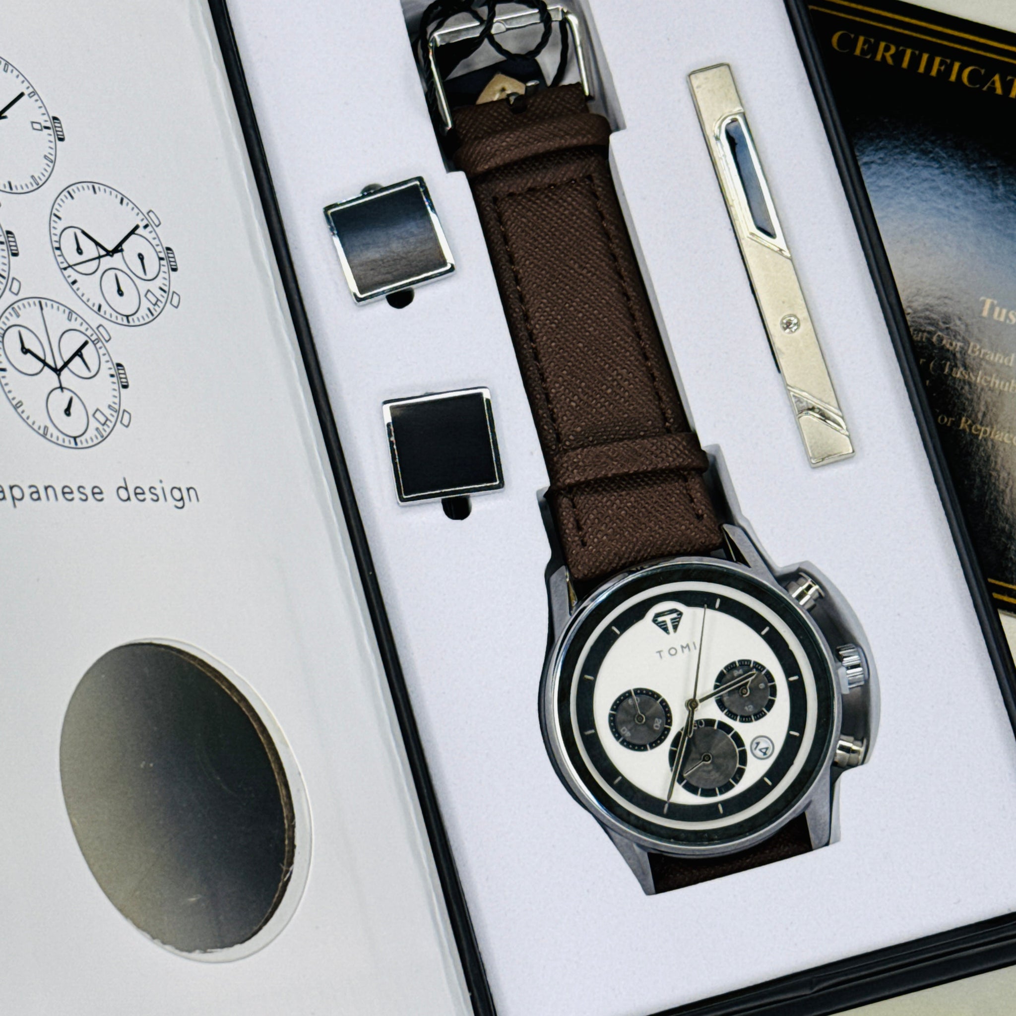 Coffee Silver Gift Set Watch