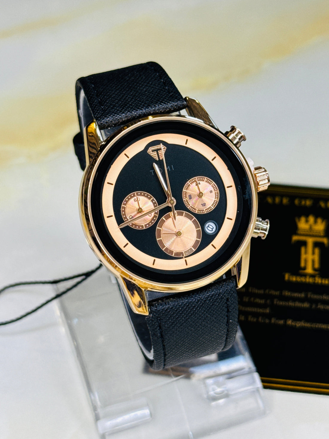Black Rose Gold Gift Set Watch