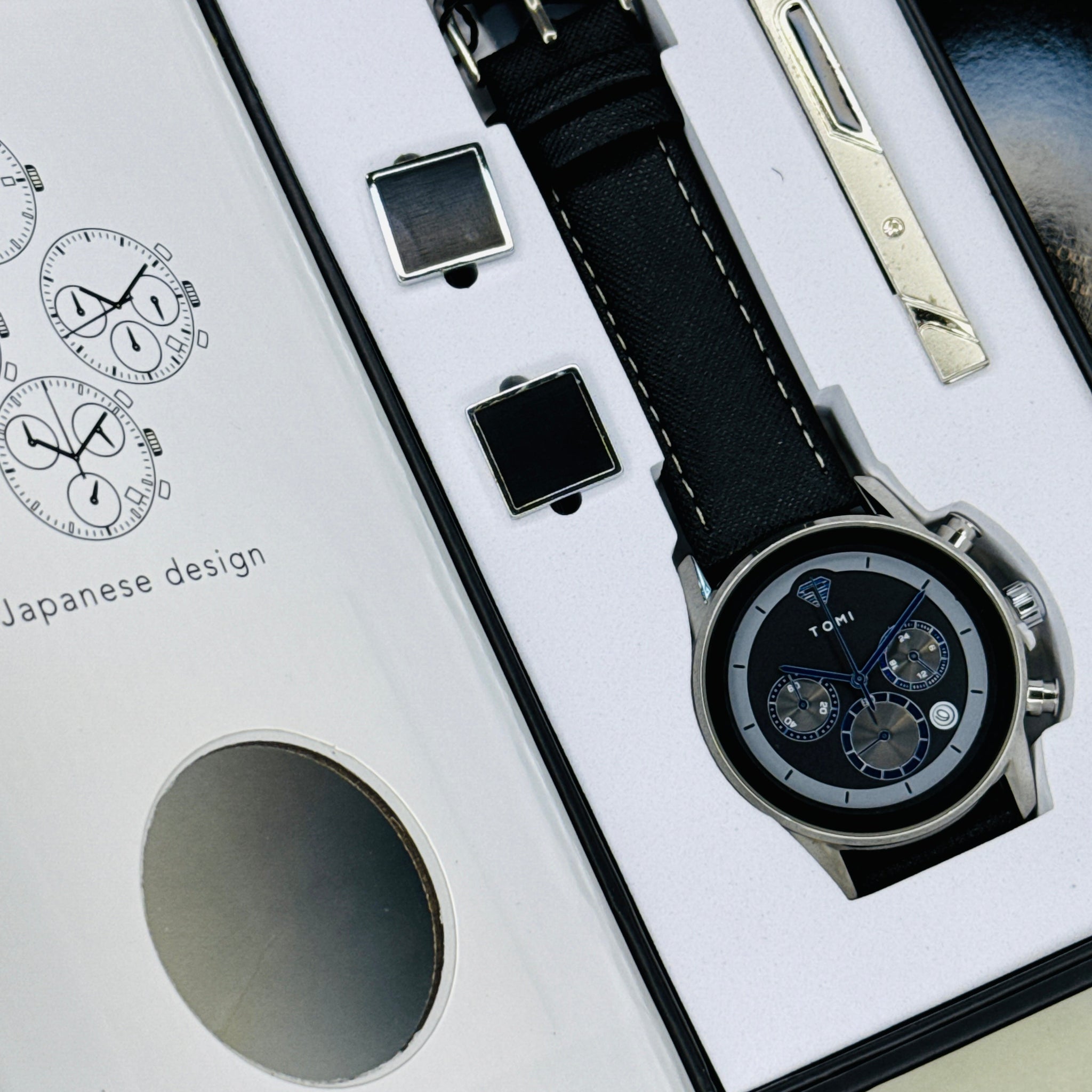 Black Silver Gift Set Watch