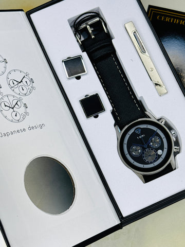 Black Silver Gift Set Watch