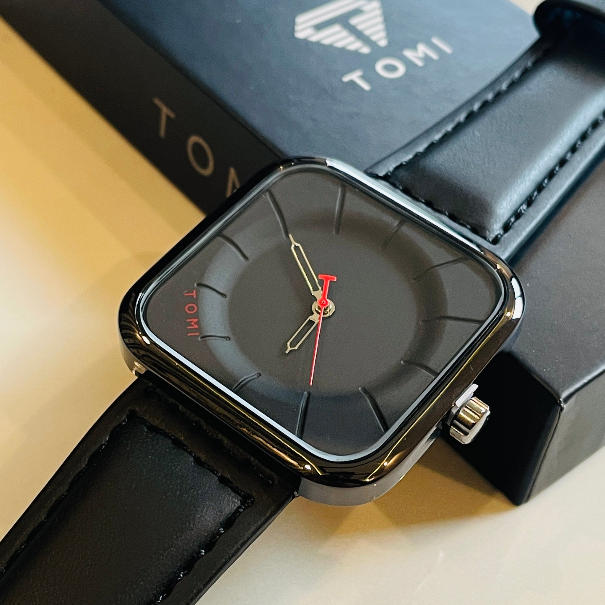 Square Black Dial Watch
