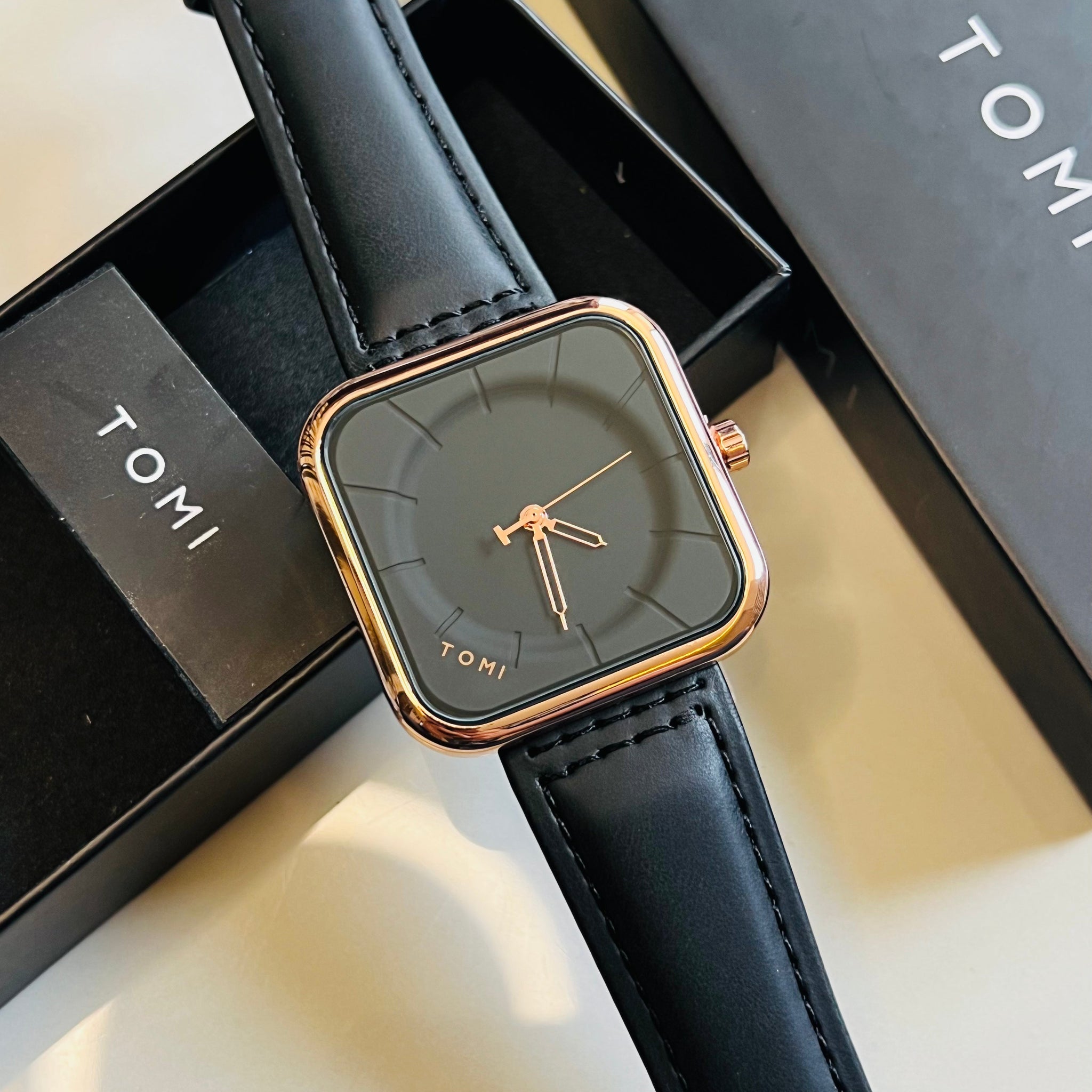 Black Gold Square Dial Watch